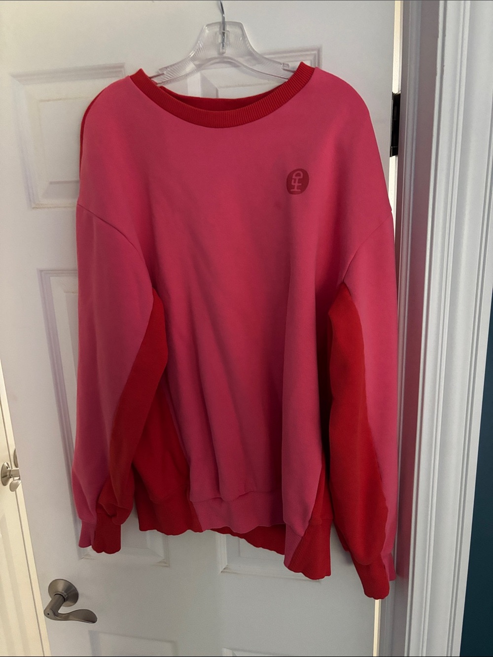 Unisex Pink Two-Tone Crewneck Sweatshirt